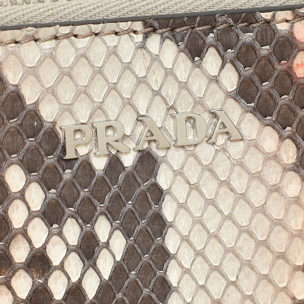 Prada Bicolor Python Slim Zip Wristlet Pouch