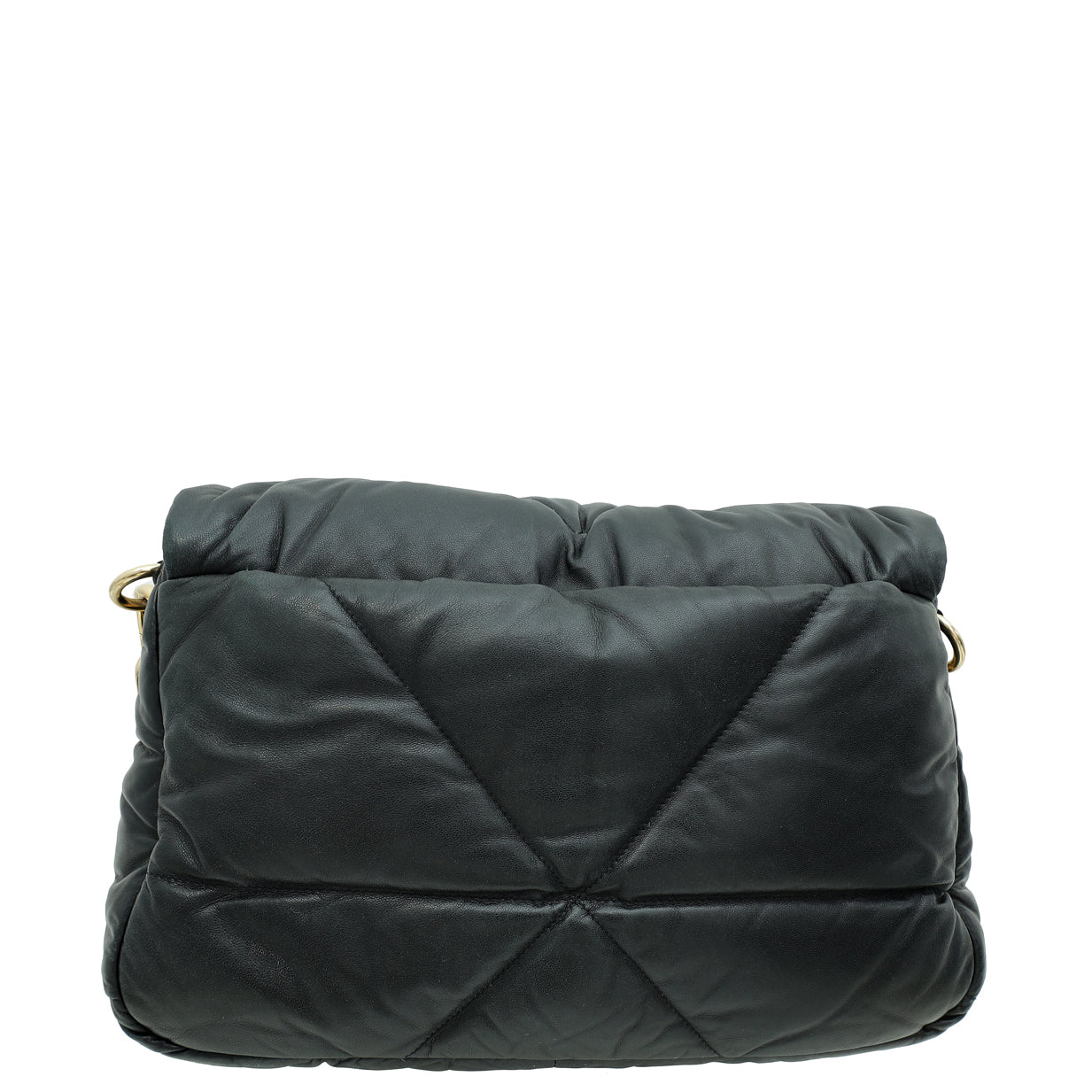 Prada Black Soft Padded Logo Embossed Triangle Quilted Shoulder Bag