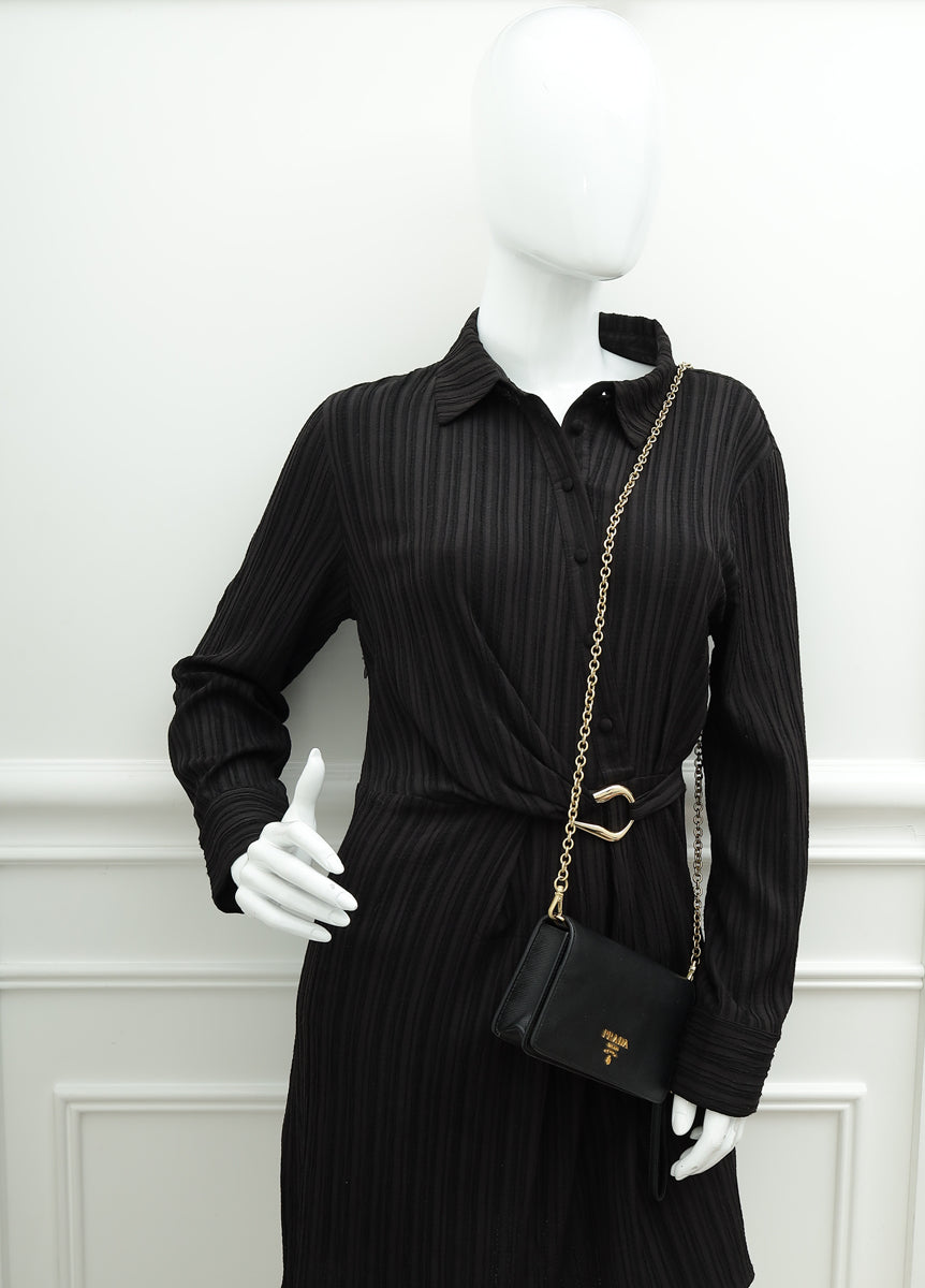 Prada Black Wristlet Wallet on Chain