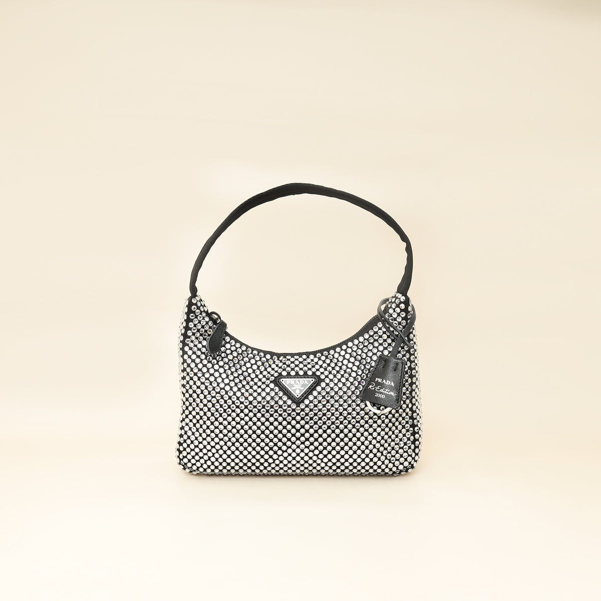 Prada Black Crystal-Embellished Satin Re-Edition 2000 Mini Bag