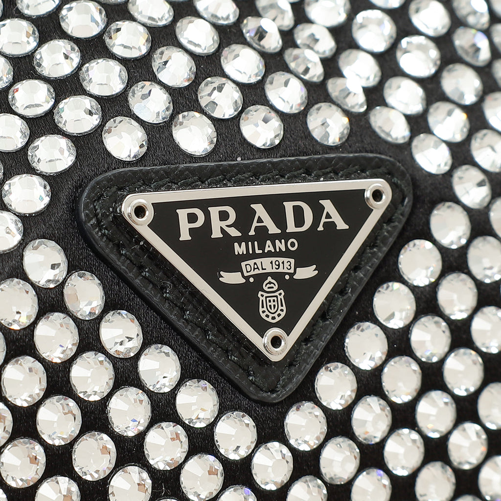 Prada Black Crystal-Embellished Satin Re-Edition 2000 Mini Bag