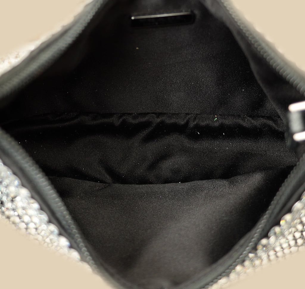 Prada Black Crystal-Embellished Satin Re-Edition 2000 Mini Bag