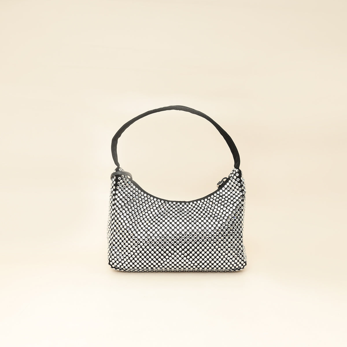 Prada Black Crystal-Embellished Satin Re-Edition 2000 Mini Bag