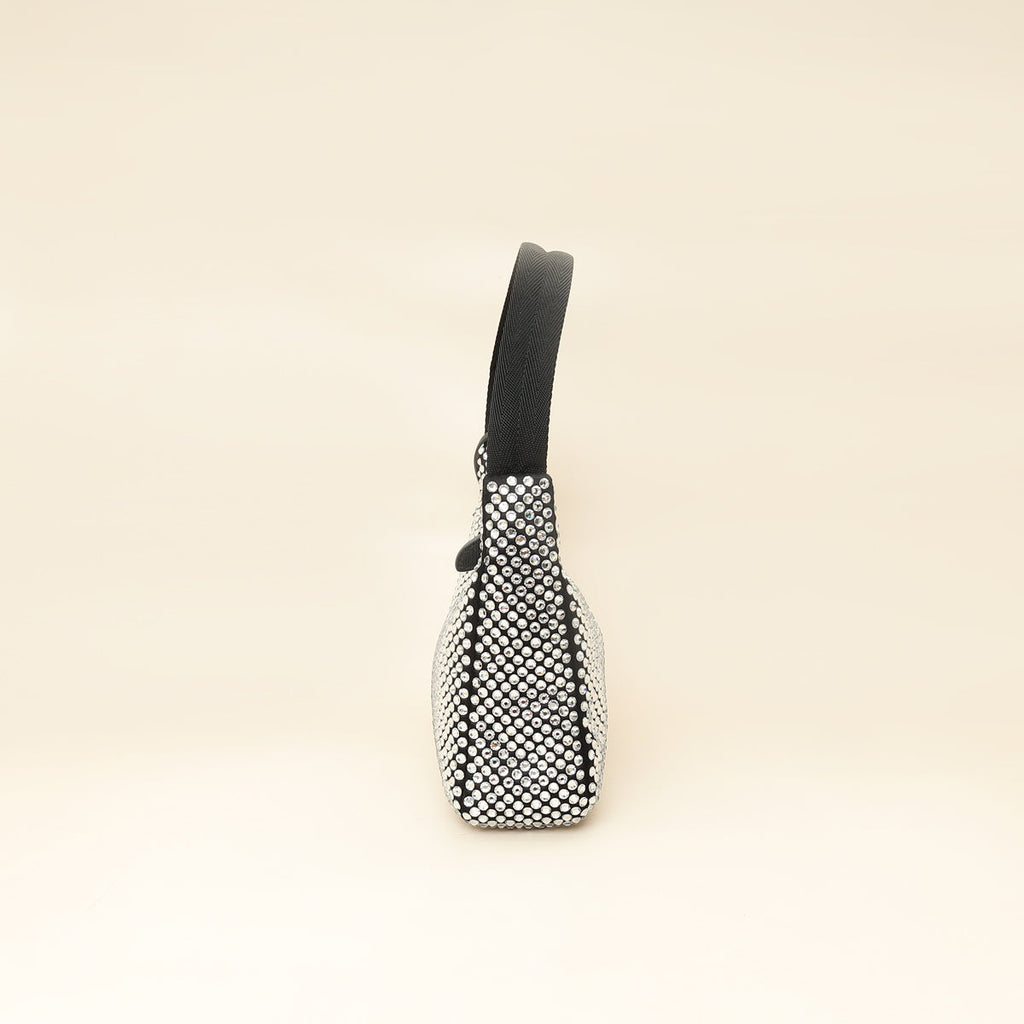 Prada Black Crystal-Embellished Satin Re-Edition 2000 Mini Bag