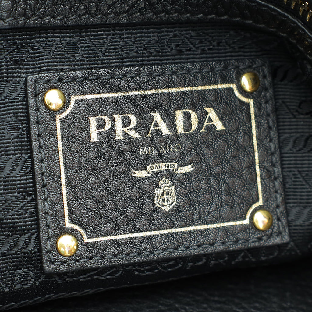 Prada Black Vitello Daino Hobo Bag