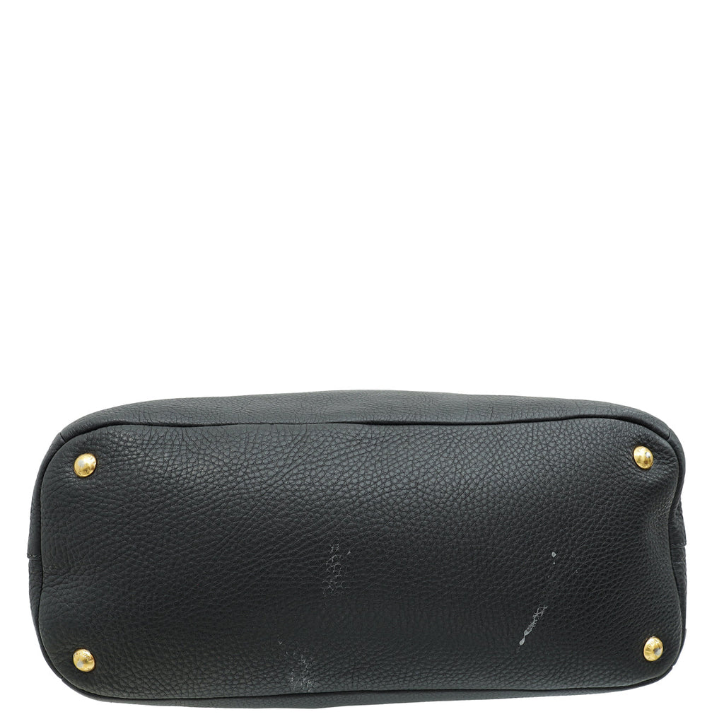 Prada Black Vitello Daino Hobo Bag