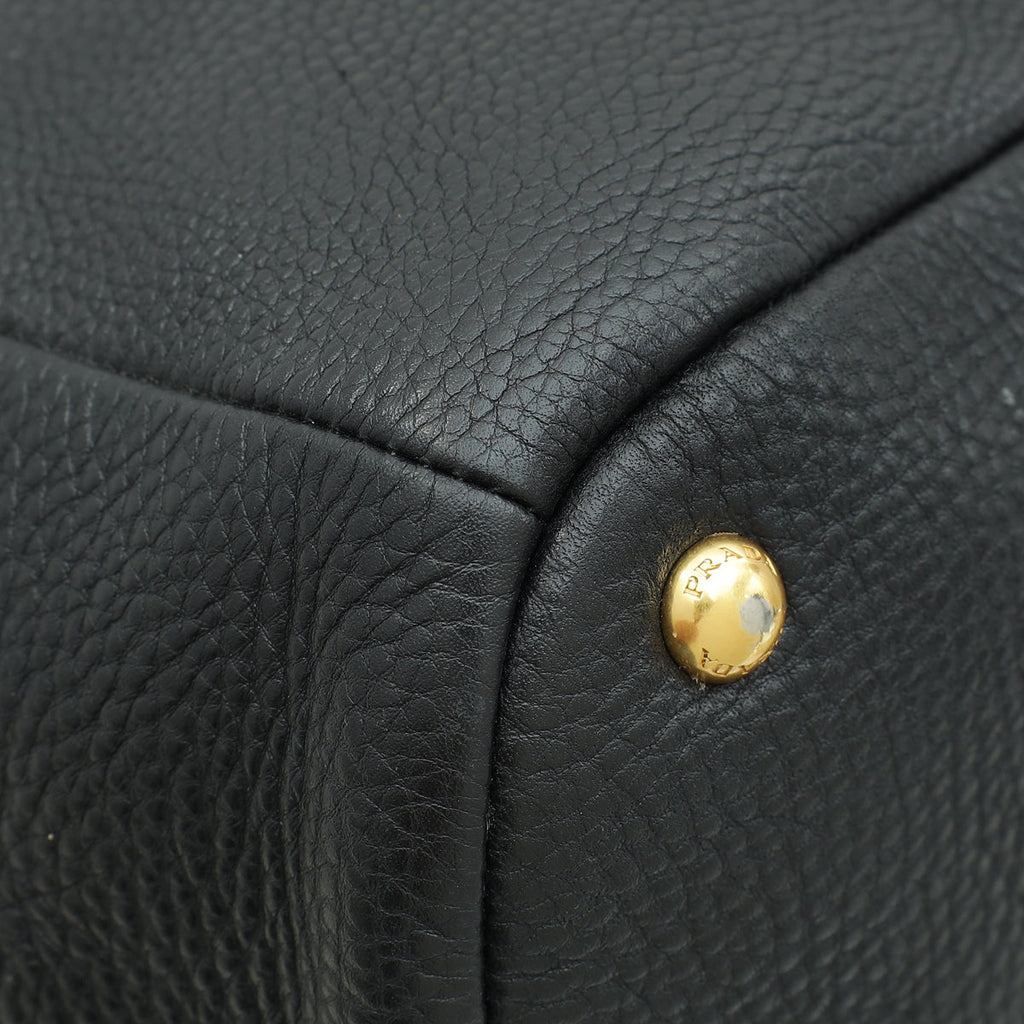 Prada Black Vitello Daino Hobo Bag