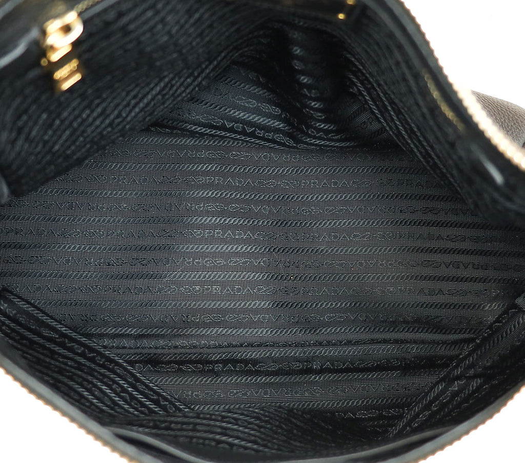 Prada Black Vitello Daino Hobo Bag