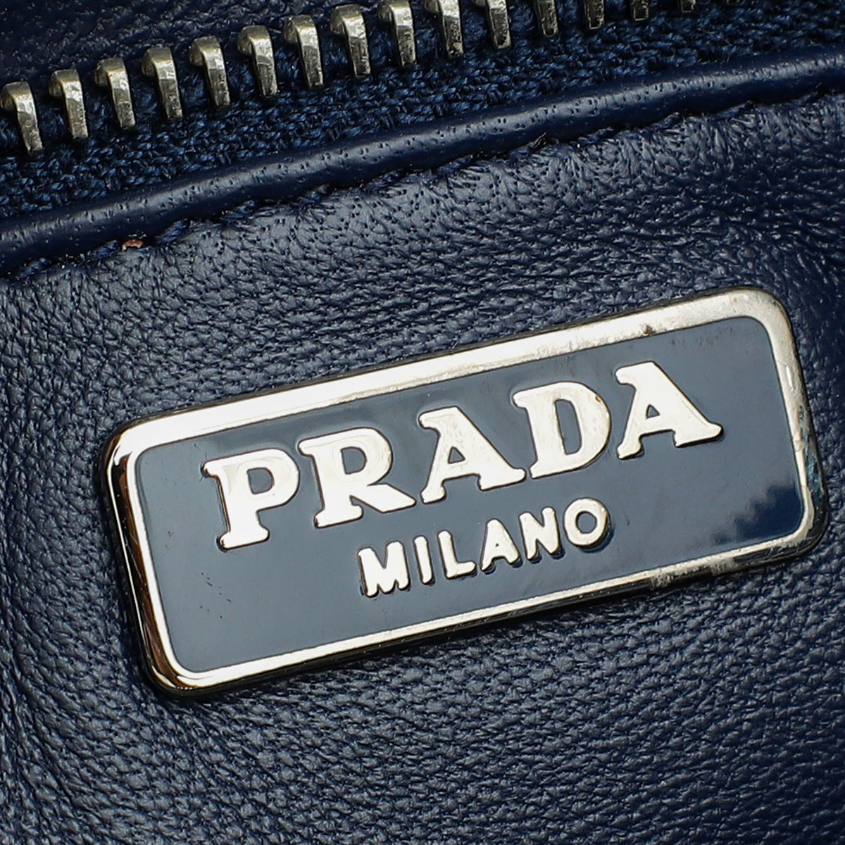 Prada Navy Blue Lux Push Lock Clutch Strap