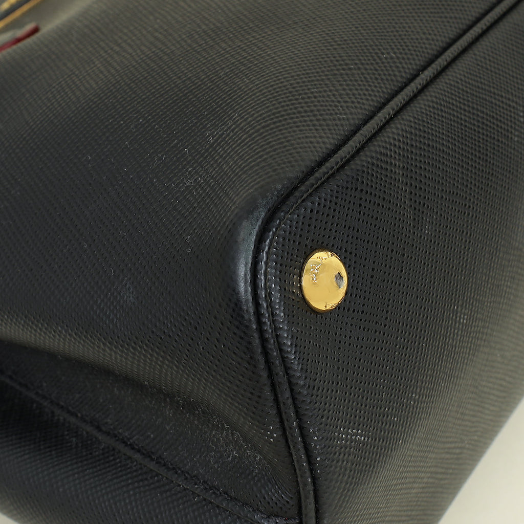 Prada Black Cuir Medium Double Tote Bag