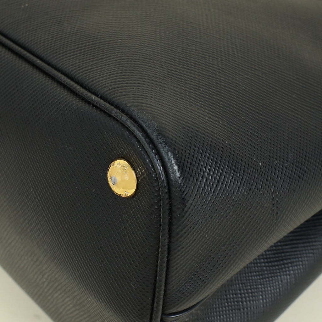 Prada Black Cuir Medium Double Tote Bag