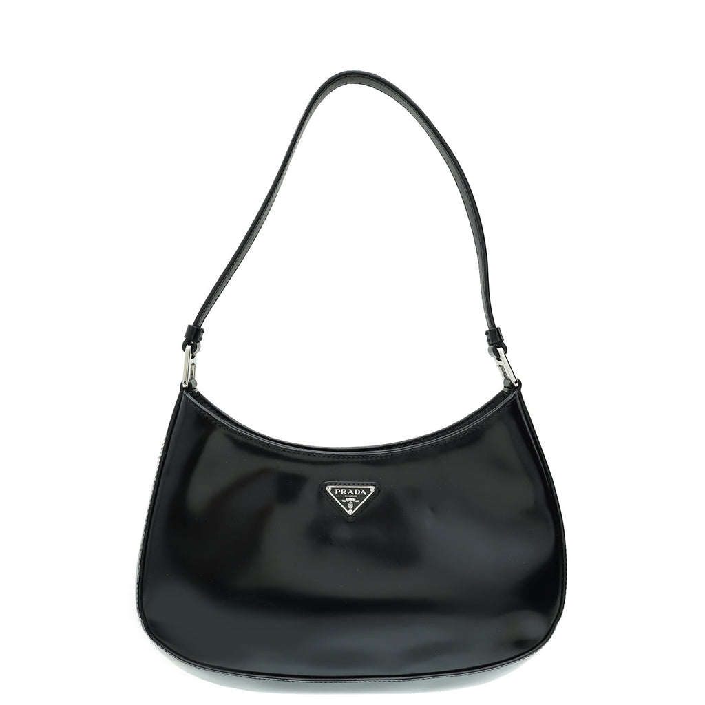 Prada Black Cleo Brushed Shoulder Bag