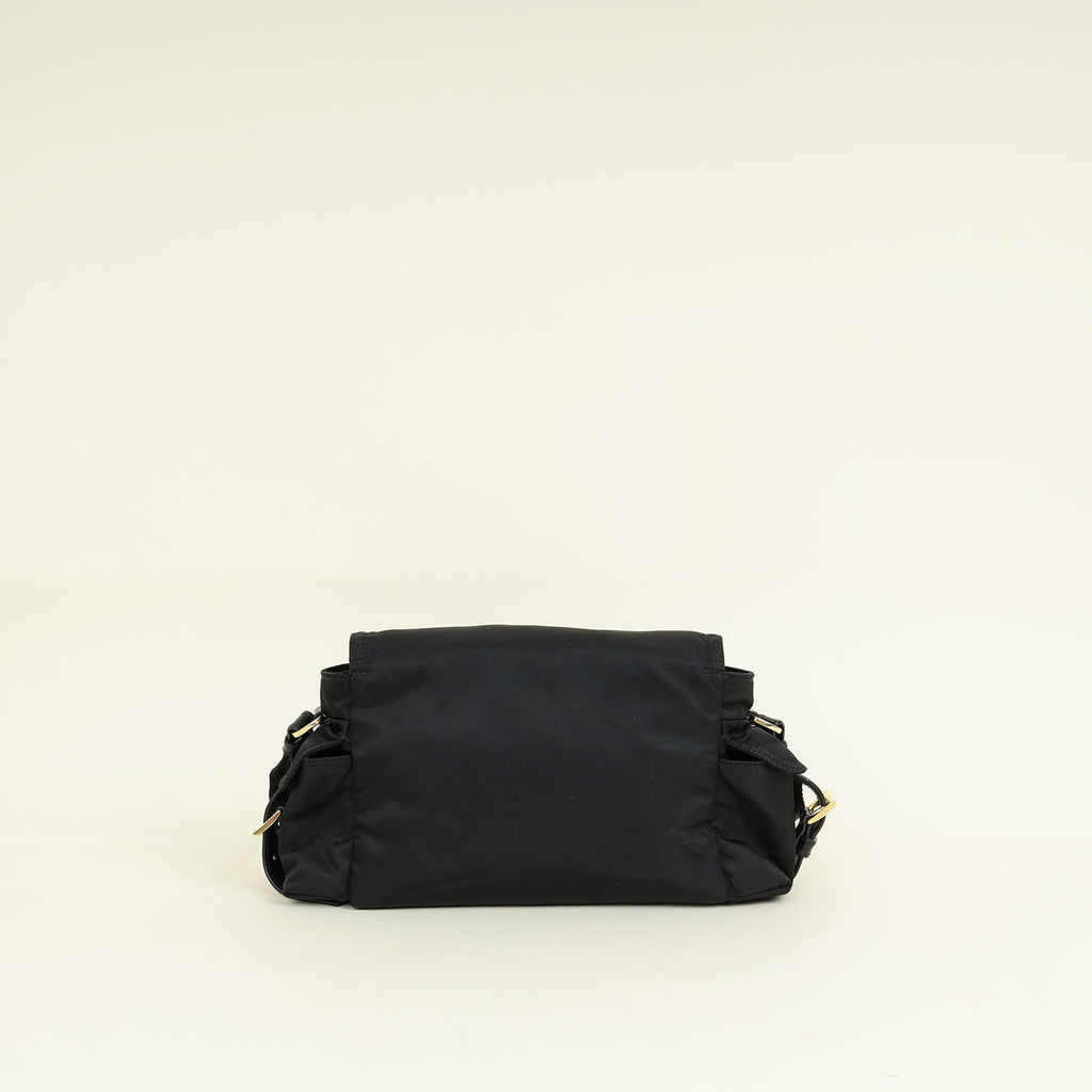 Prada Black Explore medium Re-Nylon Shoulder Bag with Flap