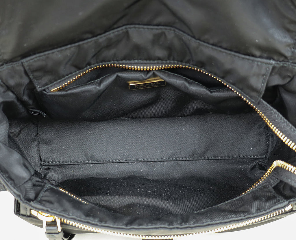 Prada Black Explore medium Re-Nylon Shoulder Bag with Flap