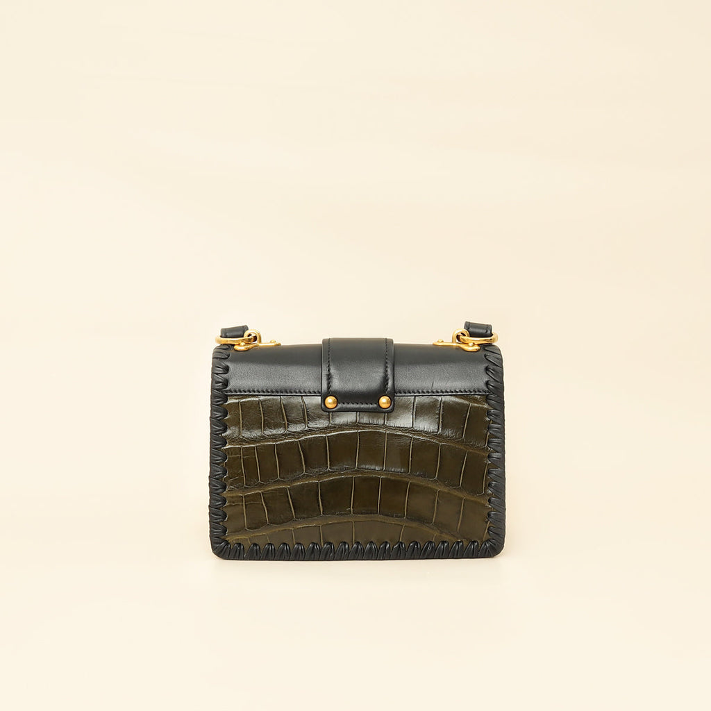 Prada Bicolor Cahier Matte Crocodile Bag