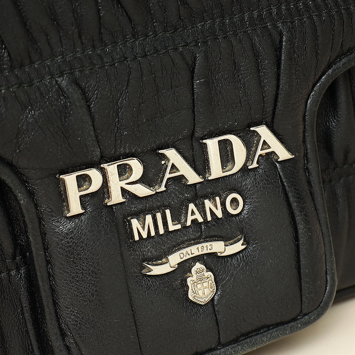 Prada Black Nappa Gaufre Small Chain Flap Shoulder Bag