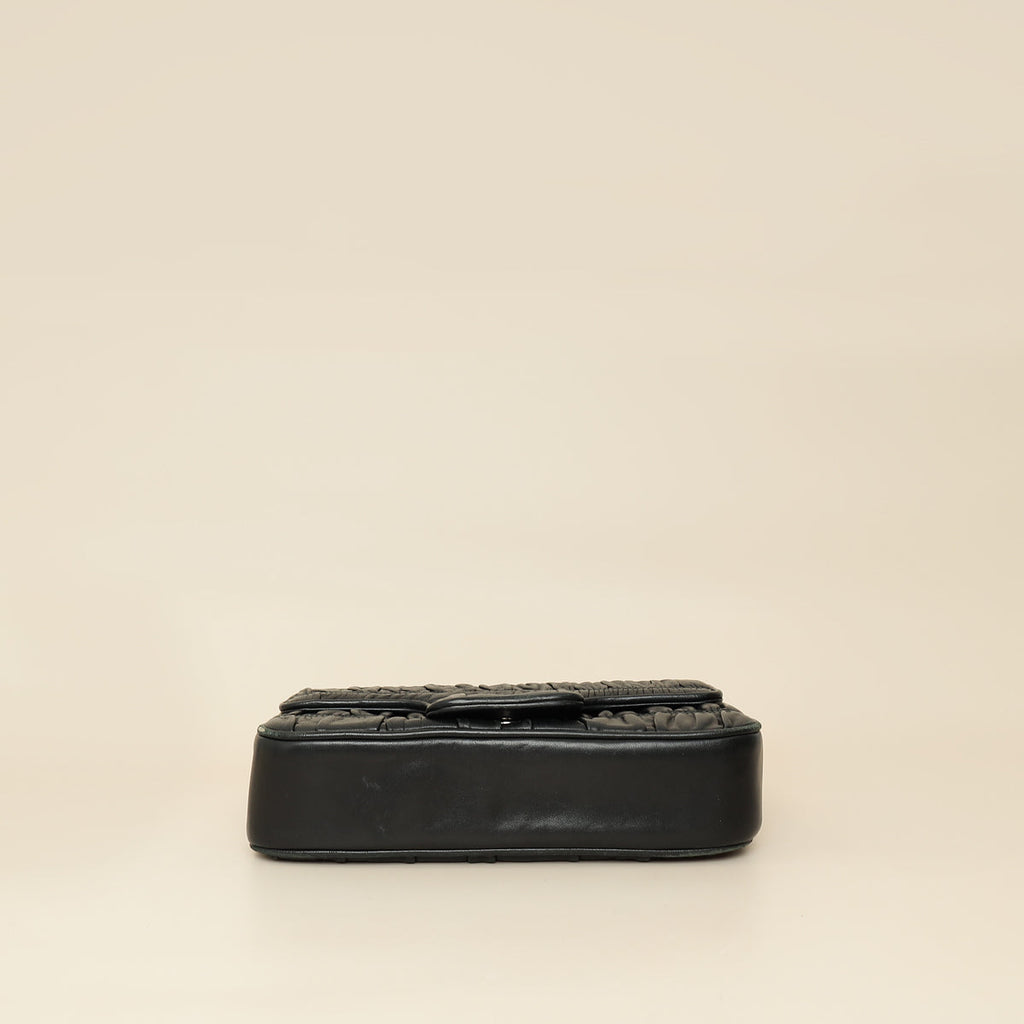 Prada Black Nappa Gaufre Small Chain Flap Shoulder Bag