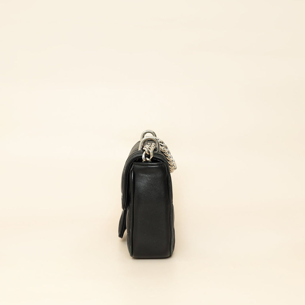 Prada Black Nappa Gaufre Small Chain Flap Shoulder Bag