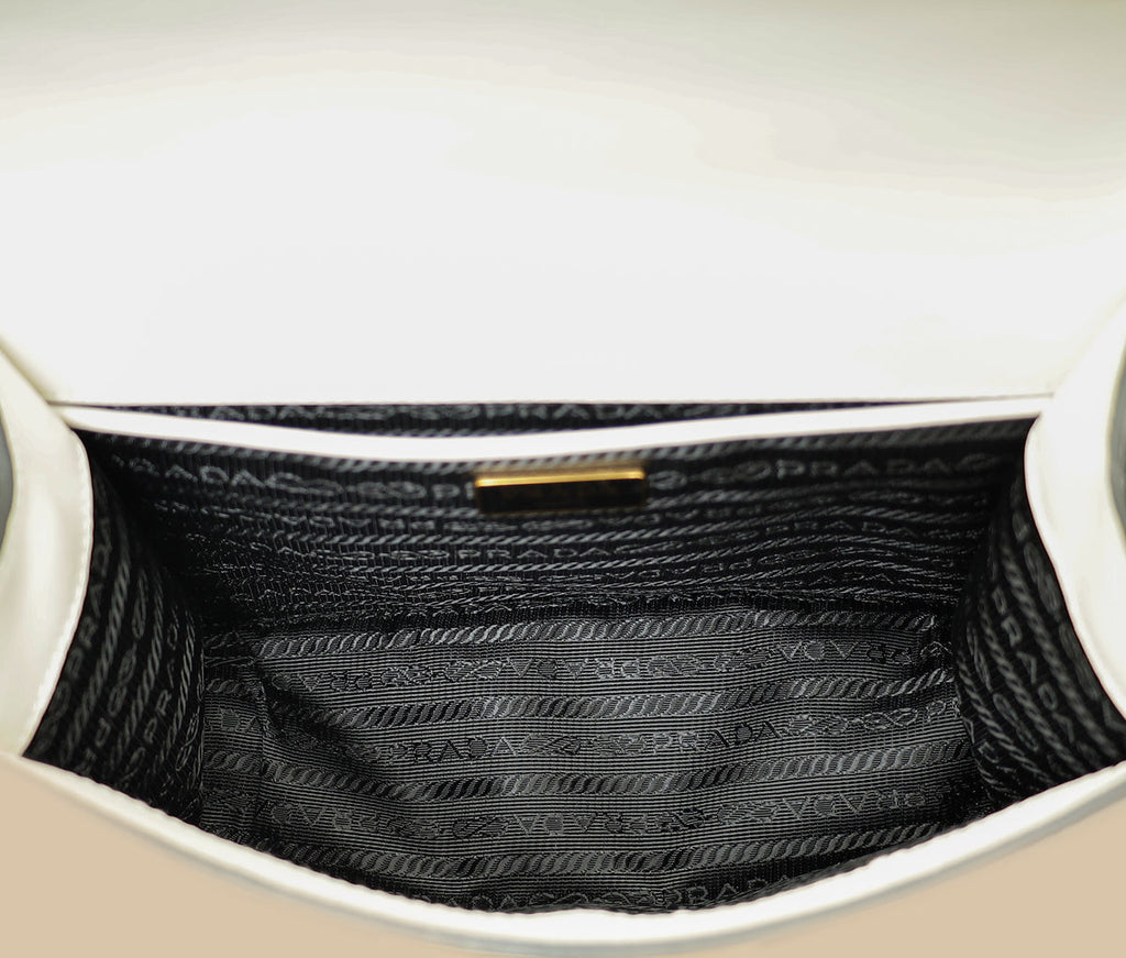 Prada White Flap Chain Crossbody Bag