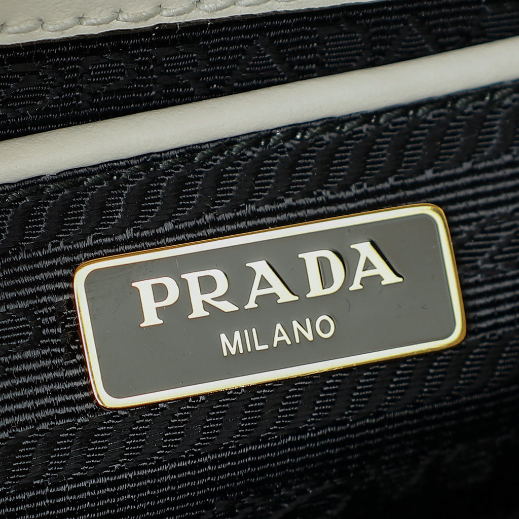 Prada White Flap Chain Crossbody Bag