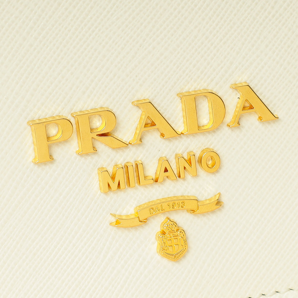 Prada White Flap Chain Crossbody Bag