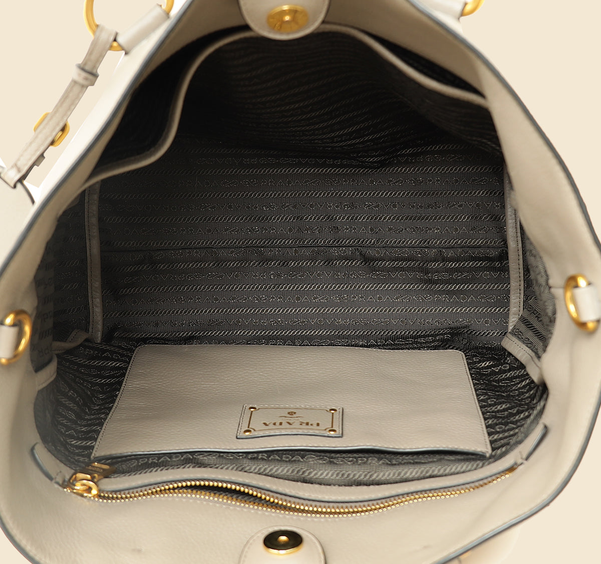 Prada Gray Vitello Phenix Tote Bag