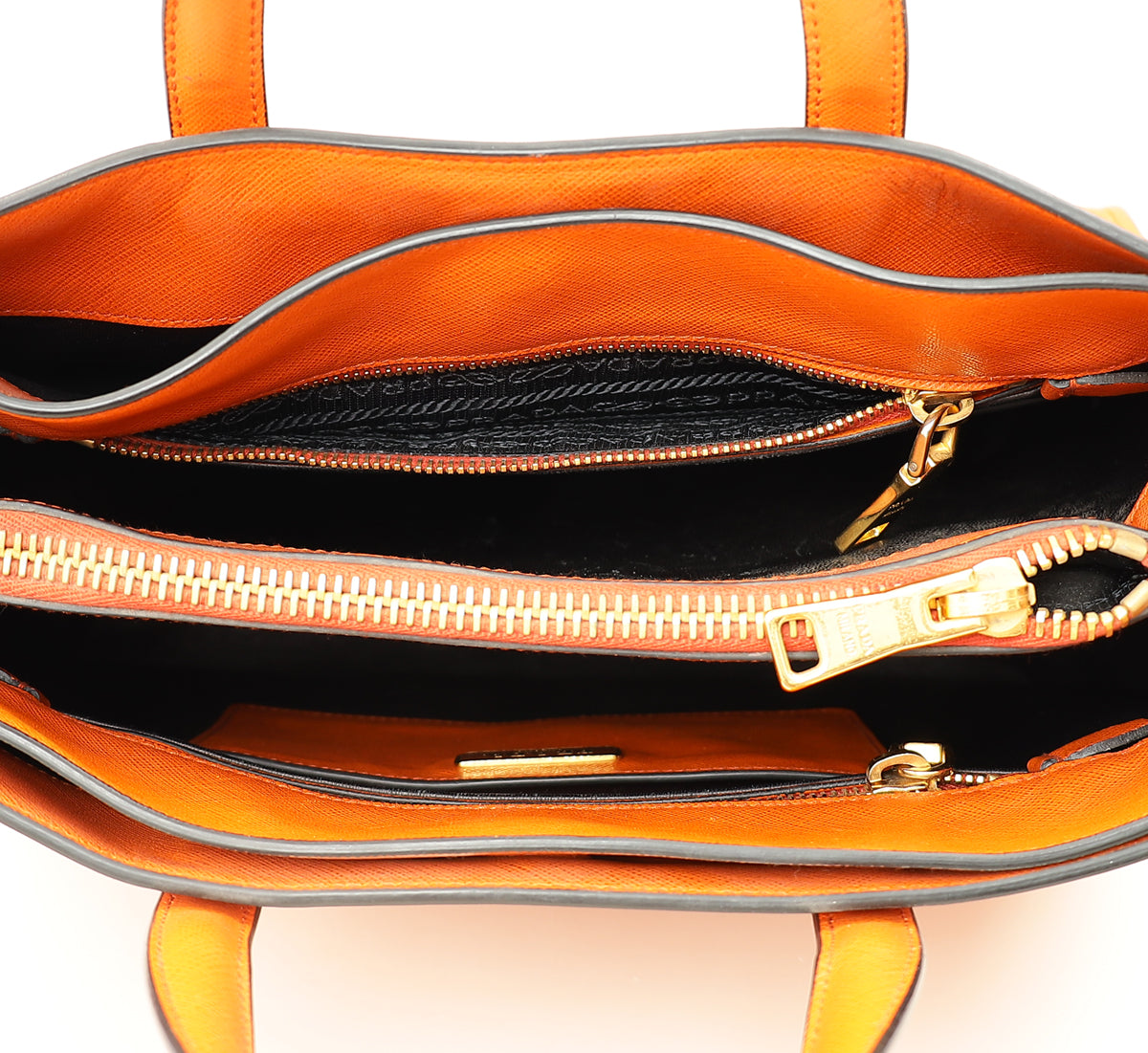 Prada Papaya Soft Triple Pocket Tote Bag