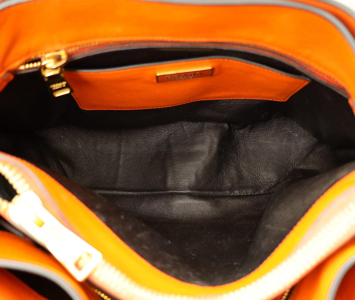 Prada Papaya Soft Triple Pocket Tote Bag