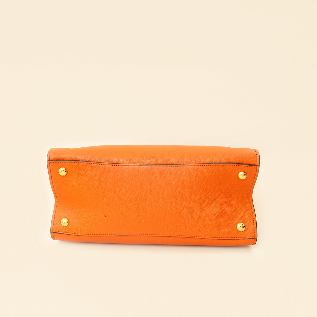 Prada Papaya Soft Triple Pocket Tote Bag