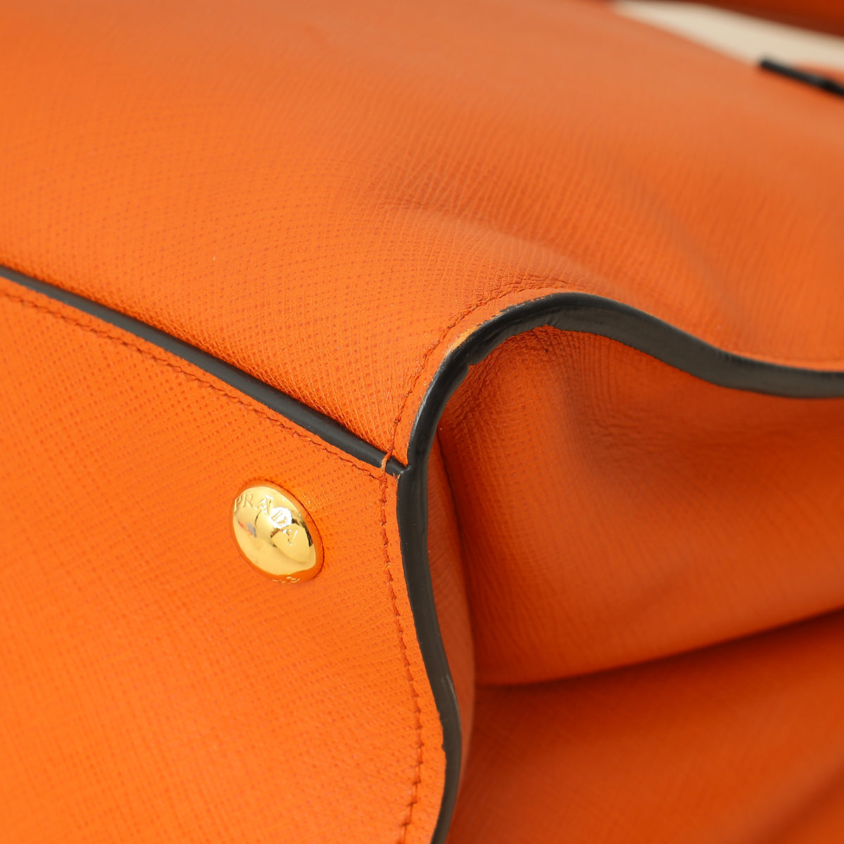 Prada Papaya Soft Triple Pocket Tote Bag