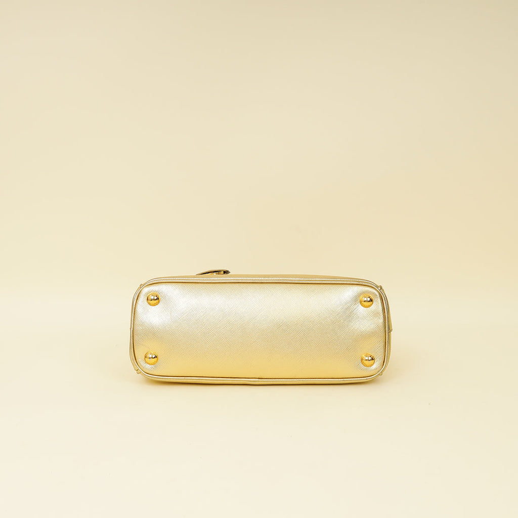 Prada Metallic Gold Lux Galleria Tote Small Bag