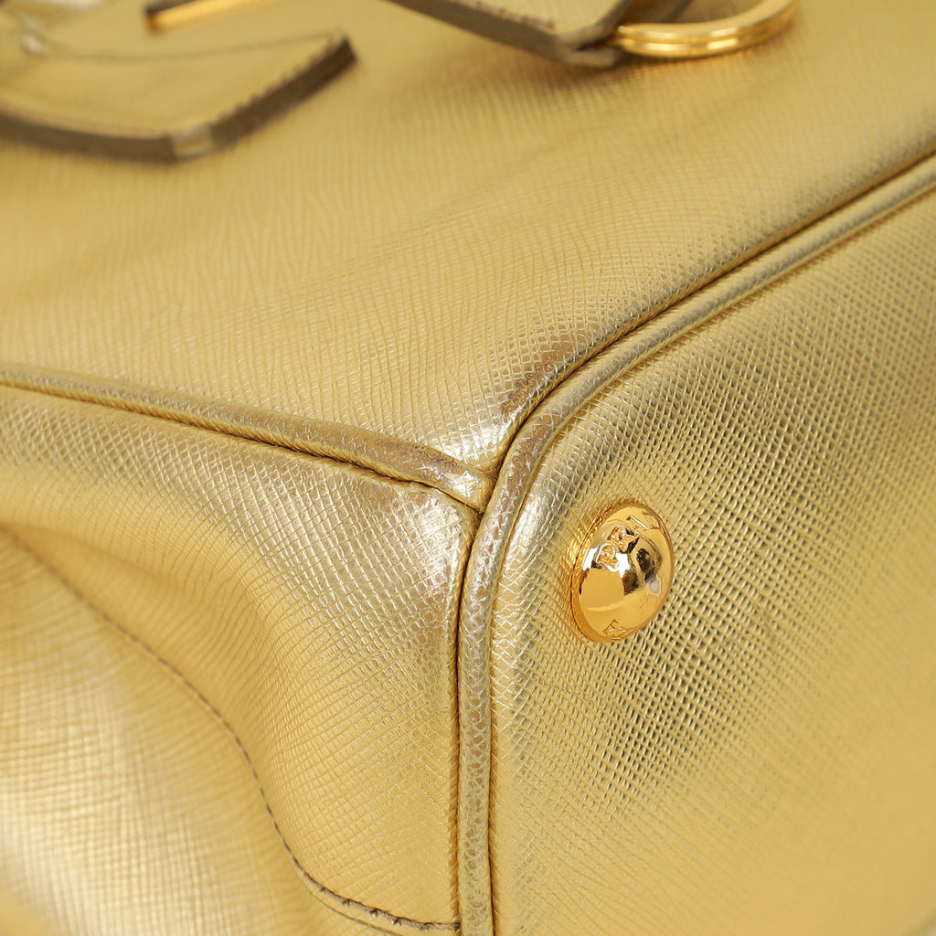 Prada Metallic Gold Lux Galleria Tote Small Bag