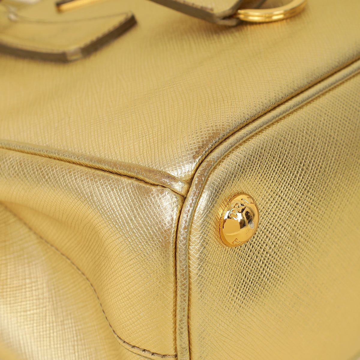 Prada Metallic Gold Lux Galleria Tote Small Bag