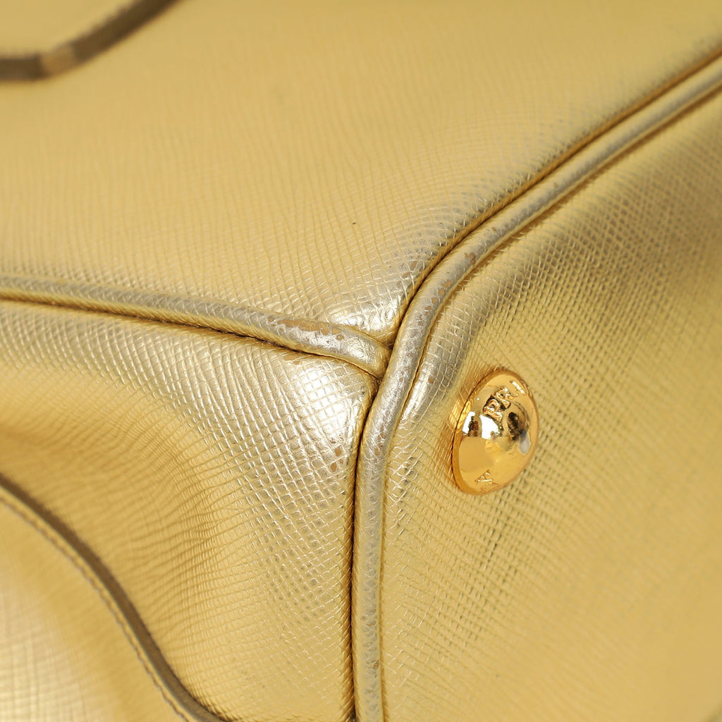 Prada Metallic Gold Lux Galleria Tote Small Bag