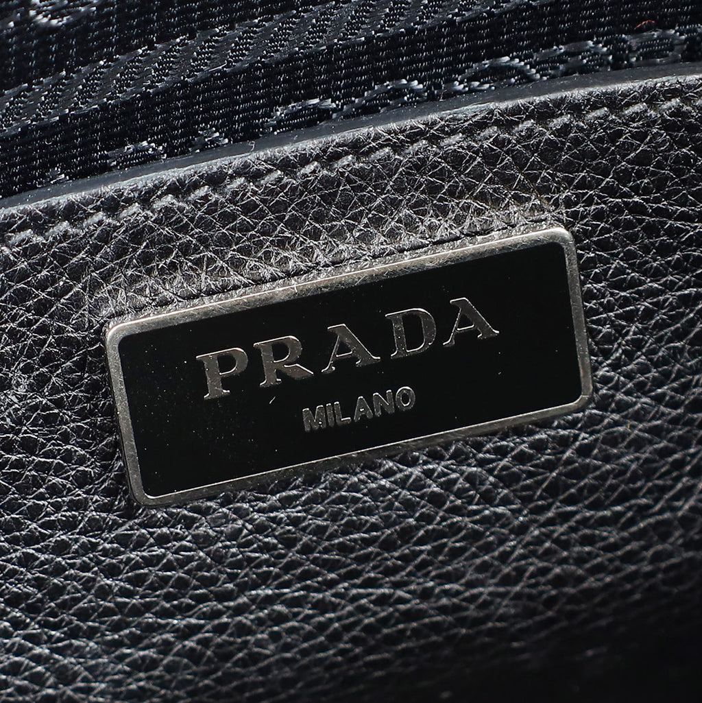Prada Black Vitello Crystal Double Bag