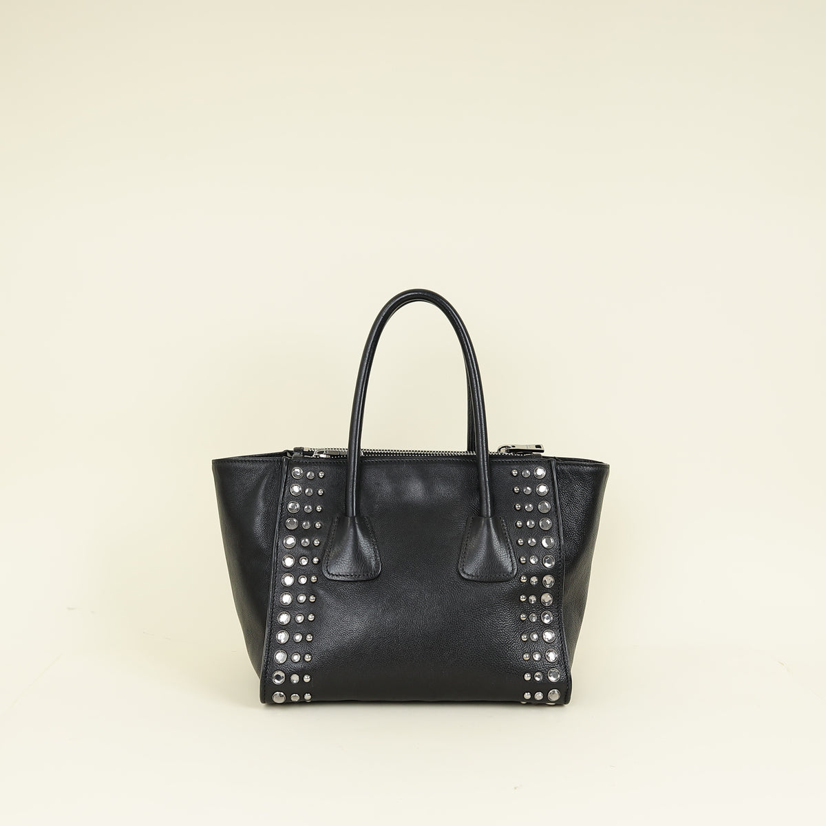 Prada Black Vitello Crystal Double Bag
