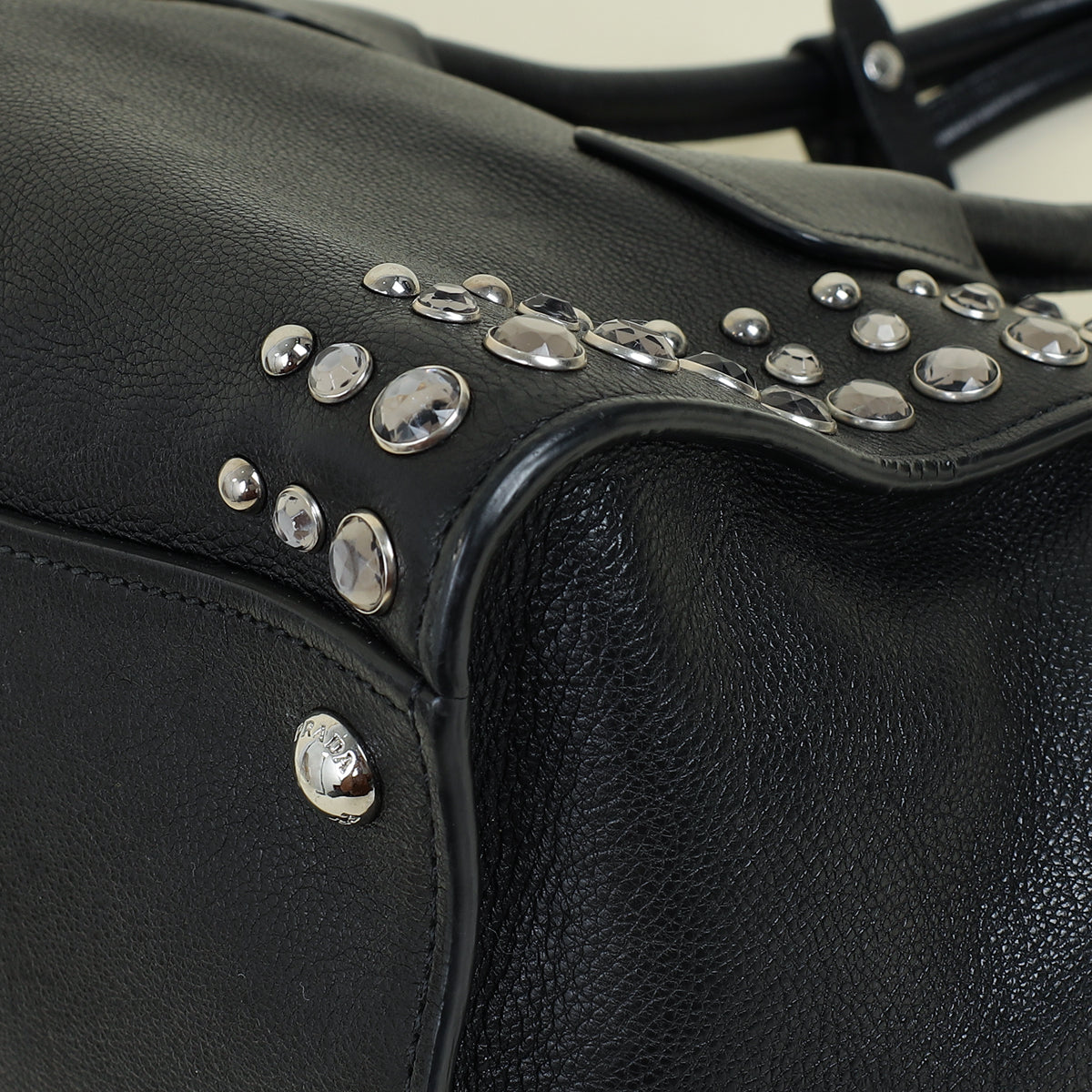 Prada Black Vitello Crystal Double Bag
