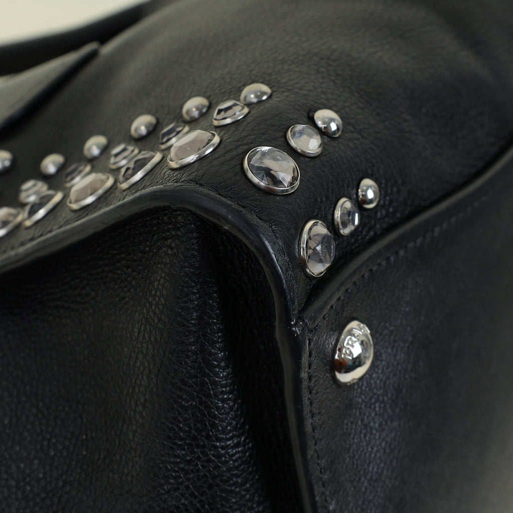 Prada Black Vitello Crystal Double Bag