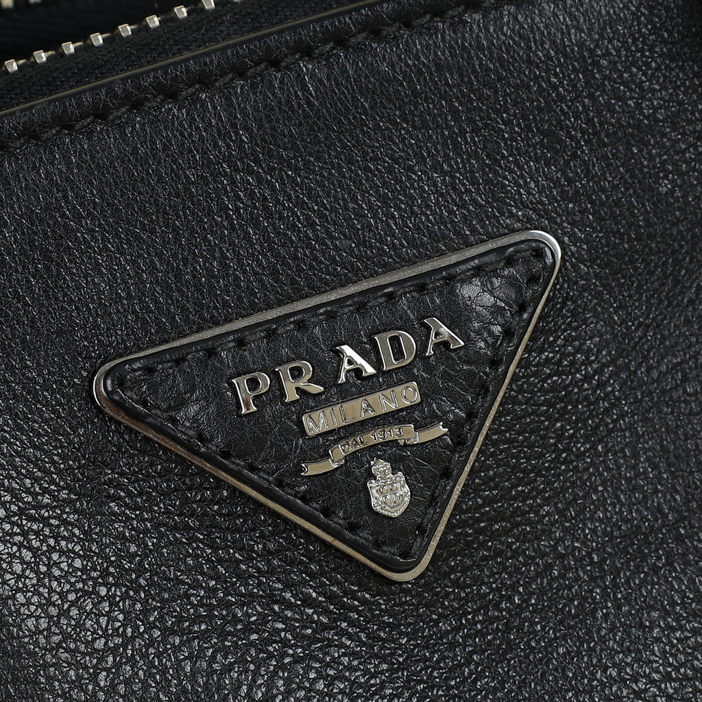 Prada Black Vitello Crystal Double Bag