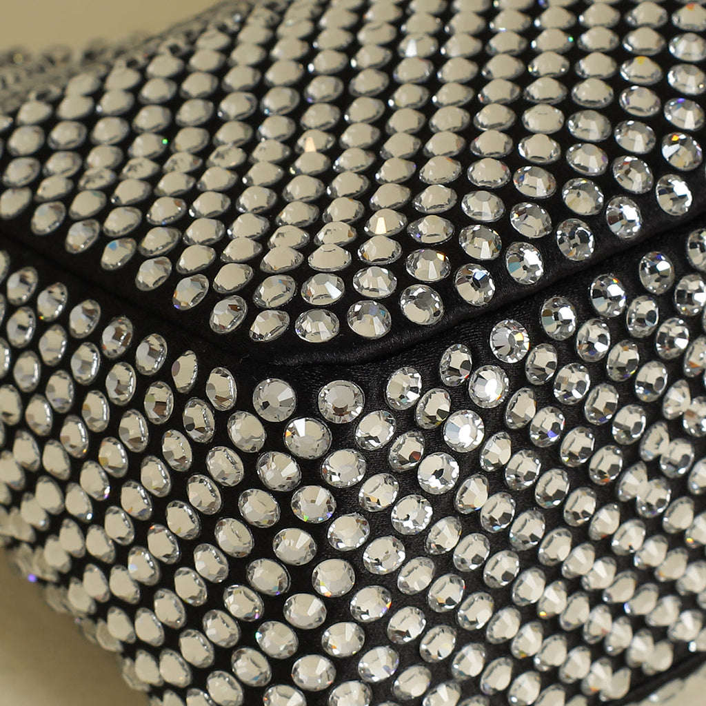 Prada Black Crystal-Embellished Satin Re-Edition 2000 Mini Bag