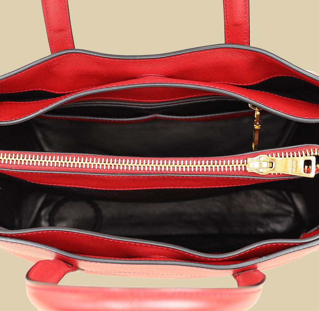 Prada Red Soft Convertible Tote Bag