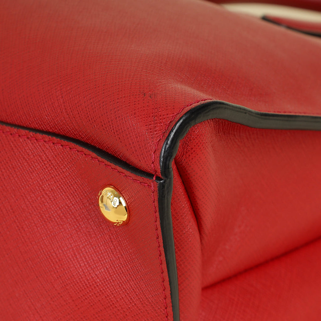 Prada Red Soft Convertible Tote Bag