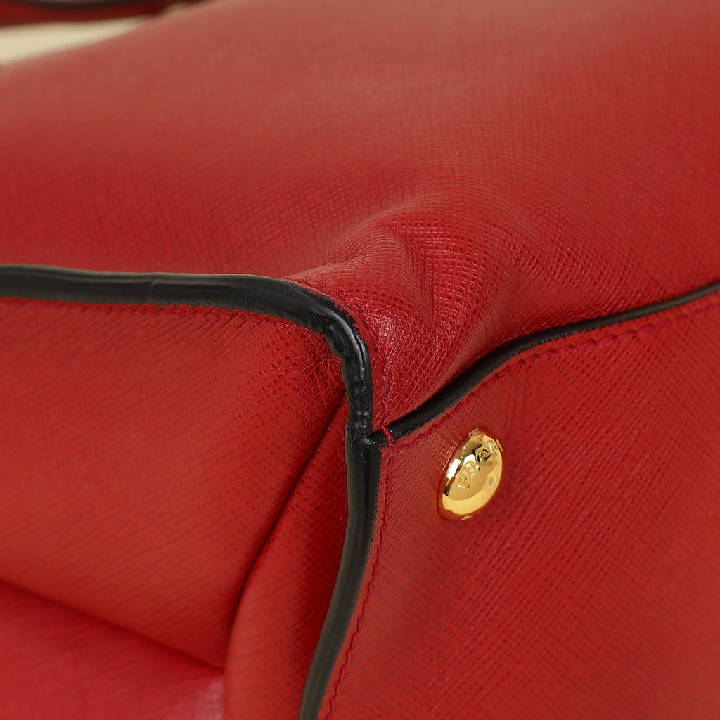 Prada Red Soft Convertible Tote Bag