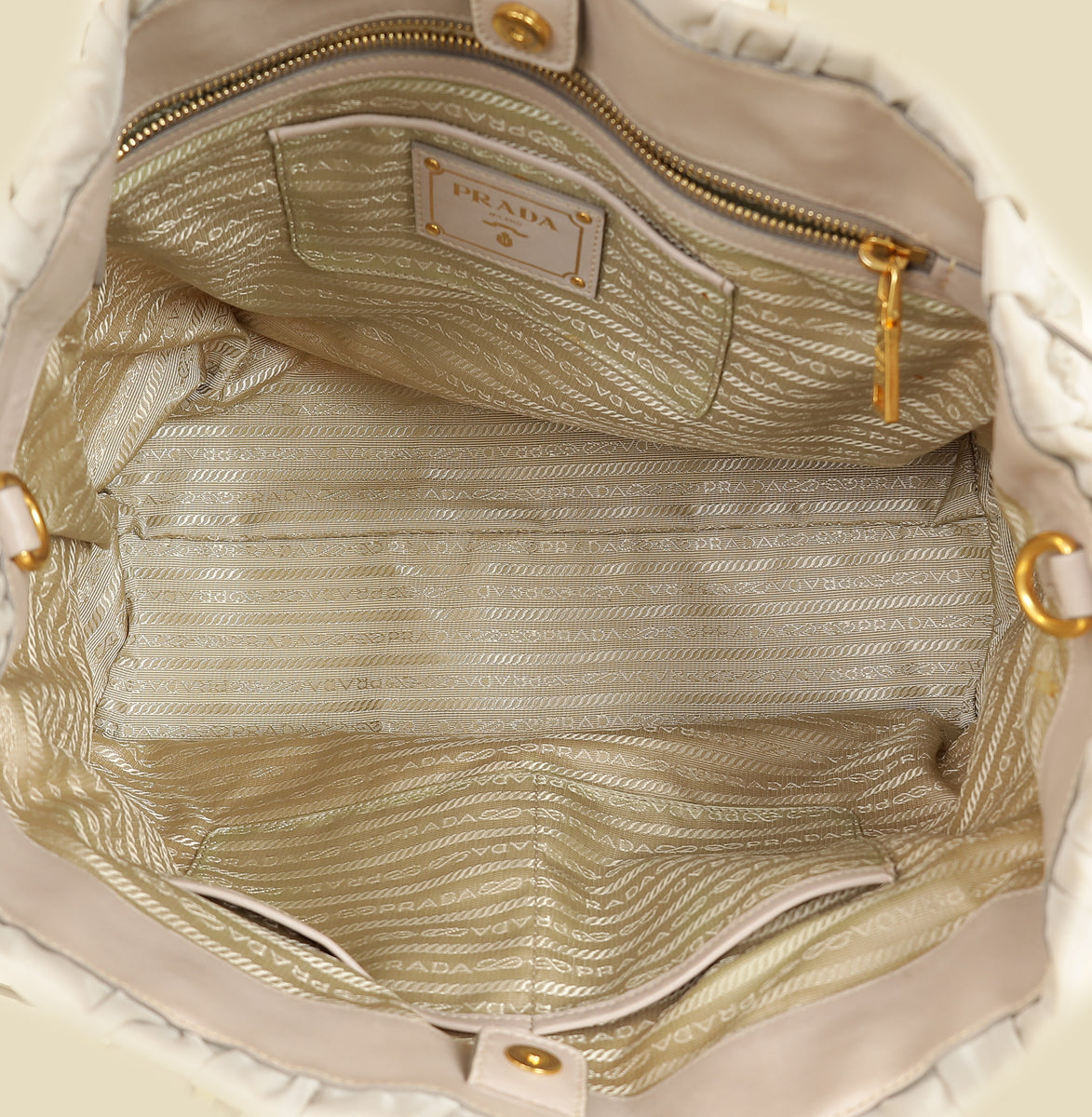 Prada Light Gray Tessuto Gaufre Tote Bag