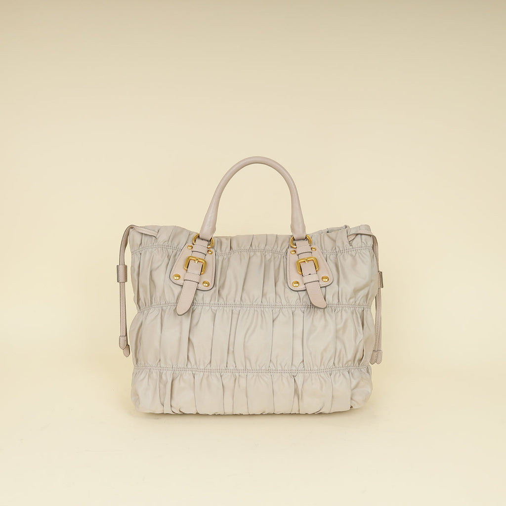 Prada Light Gray Tessuto Gaufre Tote Bag