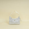 Prada White Satin Re-Edition 2000 Mini Bag w/ Artificial Crystal