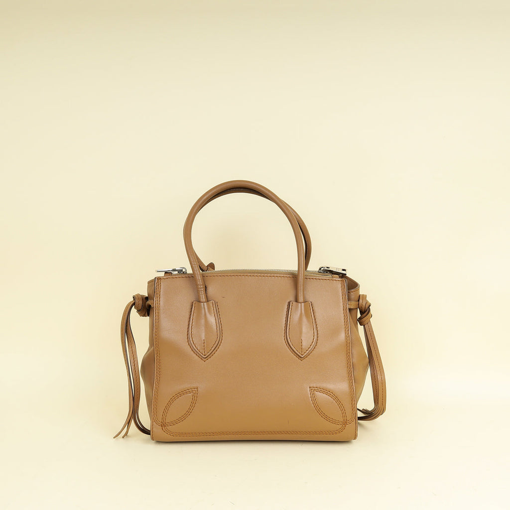 Prada Caramel Tassel Twin Pocket Tote Bag