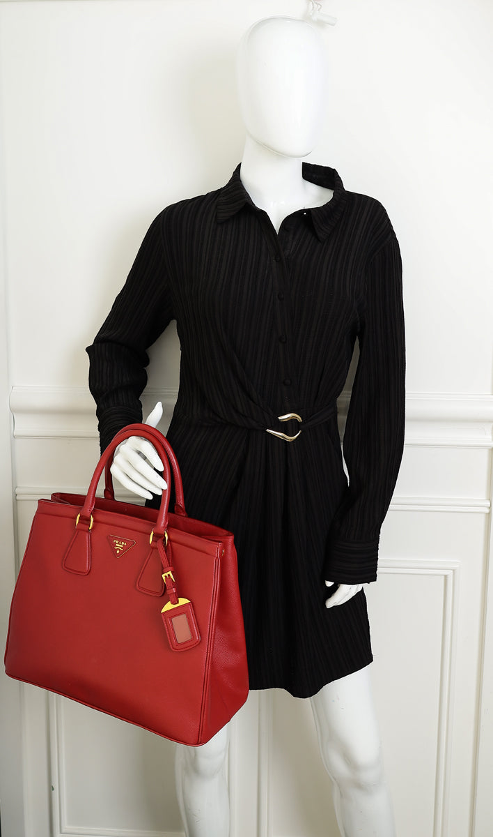 Prada Red Parabole Tote Bag
