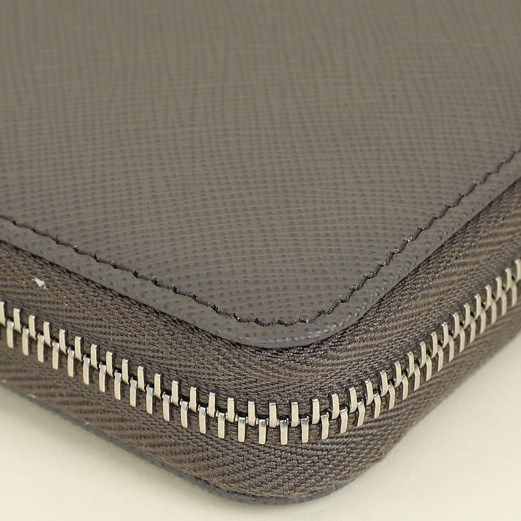 Prada Dark Gray Triangle Logo Large Zip Around Wallet (For Men)