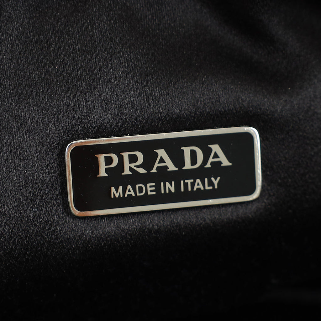 Prada Black Triangle Crystal-Embellished Satin Pouch
